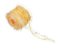 sourcing map Ruban de perles artificielles de 1,9 cm x 9,9 m - Ruban en mousseline de soie - Guirlande de perles synthétiques pour loisirs créatifs, maison, fête de mariage, sapin de Noël - Jaune