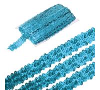 sourcing map Ruban De Sequins Élastique De 11 Mètres Et 3 Rangées De Sequins Plats De 1,2 Pouce, Bande De Sequins Pailletés En Tissu Pour L'Artisanat, La Couture Diy, Couleur Bleu Lac