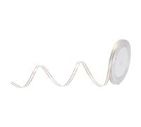 sourcing map Ruban en satin gros-grain de 0,6 cm de large avec bords dorés pour emballage cadeau, bouquet de mariage, blanc