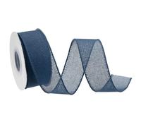 sourcing map Ruban en toile de jute avec bords métalliques - Bleu foncé - 3,8 cm x 9,1 m - Pour emballage cadeau, nœud, couronne, sapin de Noël, bouquet de fleurs - Avec rouleau