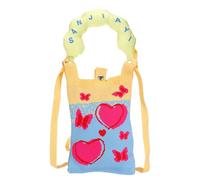 sourcing map Sac à bandoulière en tricot pour téléphone, mini sac à main au crochet avec motif cœur, jolie pochette fourre-tout portable tendance pour un usage quotidien, le shopping, les voyages, les