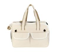 sourcing map Sac de transport pour chat pour animal de compagnie, bandoulière réglable, respirant, sac de transport pour animaux jusqu'à 7,5 kg (blanc), conçu pour la randonnée, le camping, les