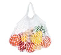 sourcing map Sacs de rangement réutilisables en maille filet lavable portable pour fruits et légumes Corde en coton avec poignée courte, blanc, Portable