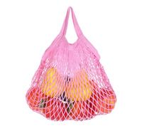 sourcing map Sacs de rangement réutilisables en maille filet lavable portable pour fruits et légumes Corde en coton avec poignée courte, rose, Portable