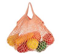 sourcing map Sacs de rangement réutilisables en maille filet lavable portable pour fruits et légumes Corde en coton avec poignée courte, vieux rose, Portable