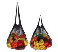 sourcing map Sacs de rangement réutilisables en maille pour produits - Filet portable lavable - Corde en coton avec longue poignée pour le shopping, Noir , Portable