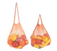 sourcing map Sacs de rangement réutilisables en maille pour produits - Filet portable lavable - Corde en coton avec longue poignée pour le shopping, vieux rose, Portable