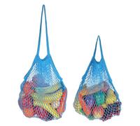 sourcing map Sacs de rangement réutilisables en maille pour produits - Filet portable lavable - Corde en coton avec longue poignée pour le shopping, bleu, Portable