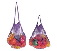 sourcing map Sacs de rangement réutilisables en maille pour produits - Filet portable lavable - Corde en coton avec longue poignée pour le shopping, violet, Portable