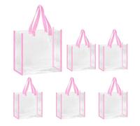 sourcing map Sacs fourre-tout transparents en vrac, réutilisables en plastique transparent avec poignées, sac de plage en PVC approuvé par les stades, rose