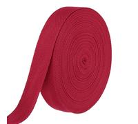 sourcing map Sangle en coton de 3,3 cm et 15 m de long en polyester sergé pour arts et travaux manuels, poignées de sac fourre-tout, fabrication de ceintures en tissu, fournitures d'extérieur, rouge