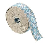 sourcing map Sangle en coton jacquard brodé de 4,6 m x 38 mm pour sac à main, sac à main, artisanat, vêtements, bleu ciel/blanc
