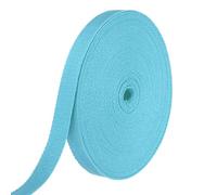 sourcing map Sangle en coton sergé pour loisirs créatifs, poignées de sac fourre-tout, fabrication de ceintures en tissu, fournitures d'extérieur, 2 cm, 15 m, bleu clair