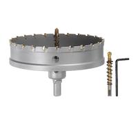 sourcing map Scie cloche en carbure TCT de 140 mm de diamètre pour acier inoxydable, métal, alliage d'aluminium, cuivre, laiton, plastique, avec embout central supplémentaire