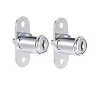 sourcing map Serrure de tiroir à piston poussoir 2 pièces pour porte coulissante, vitrine de casier de meuble de garde-robe de bureau avec clés (sans vis) Clé identique 19 x 23mm
