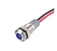 sourcing map Signal Indicateur Voyant AC/DC 12V-24V 8mm Bleu LED Métal Coque