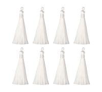 sourcing map Signet Glandes - 8Pcs 3.66" Soyeux Doux Mini Gland avec Boucles pour Porte-clés Graduation Fait à Main Bricolage Artisanat Accessoire, Blanc