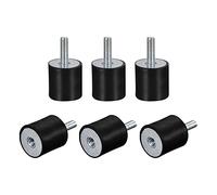 sourcing map Silent Bloc 6pcs M5 Mâle/Femelle Support Caoutchouc Vibration Isolateur Absorbeur Choc, pour Garage Moteur Air Compresseur Voiture Bateau Bobine, D20mmxH20mm