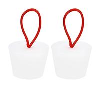 sourcing map Silicone Caoutchouc Conique Bouchon 32 à 42mm Solide Baignoire Bonde Bouchon avec Poignée pour Test Tubes, Eau Tuyau, Drainage Trou, Blanc 2 Pièces
