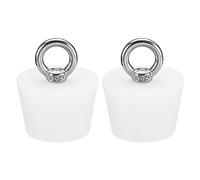 sourcing map Silicone Caoutchouc Conique Bouchon 34 à 44mm Solide Baignoire Bungs Bouchon avec Anneau pour Test Tubes, Eau Tuyau, Drainage Trou, Blanc 2 Pièces