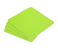 sourcing map Silicone Sous-plat Tapis 4pcs, Carré Chaude Poêles Coussins Chaud Casseroles Poêles Support, Chaleur Résistant Trépied Tampons pour Cuisine Comptoir Table Napperons-Vert