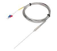 sourcing map Sonde de capteur de température thermocouple de type K 1 x 100 mm 3 m fil 0 à 1100 °C en acier inoxydable
