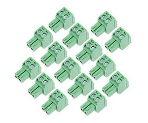 sourcing map Sourcingmap Lot de 15 connecteurs de bornier pour circuit imprimé à angle plat Vert 300 V 8 A 3,5 mm