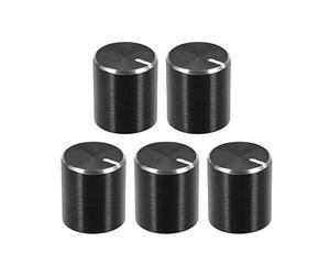 sourcing map Sourcingmap Lot de 5 boutons de potentiomètre moletés en aluminium Noir Diamètre de l'axe 6 mm Bouton rotatif 10 x 10 mm