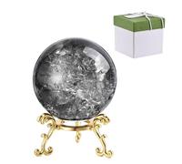sourcing map Sphère ronde en cristal de 60 mm avec support, boule de cristal craquelée et décorative, presse-papier, emballage cadeau pour décoration d'intérieur, cadeau, artisanat, décoration Feng