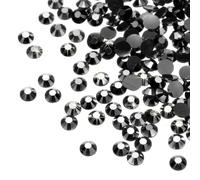 sourcing map SS16 Lot de 6 000 strass en résine à dos plat non thermocollants pour loisirs créatifs, gobelets, vêtements, maquillage et nail art Noir 4 mm