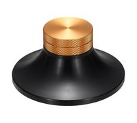 sourcing map Stabilisateur de poids pour disque vinyle, 172 g, stabilisateur de disque en aluminium, 7,6 x 3,8 cm, réducteur d'amortissement de vibrations pour lecteurs LP, noir avec bouton doré