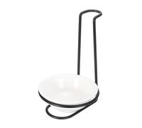 sourcing map Support de repose-cuillère, 11,1 x 11,2 x 17,5 cm, support vertical en acier inoxydable avec bol rond en céramique, repose-cuillères verticales portables pour la maison, la cuisine, le