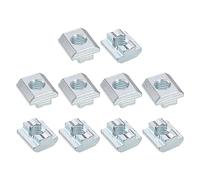 sourcing map T Écrous, 30pcs - Nickel Plaqué Carbone Acier T Fente Boulons, 4545 Série M10 Marteau Tête Attache, Coulissante T Écrous pour Aluminium Extrusion Profil (Argent)