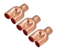 sourcing map T Y Type Cuivre Raccord Soudage Joint Split Union Intersection 12,7mm ou 1/2 Pouce ID pour Eau Tuyau Plomberie, CVC, Réfrigération Système, Paquet de 3