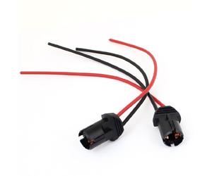 sourcing map T10 W5W Ampoule Lampe Auto prise connecteur porte-Postes 2pcs | Couleur Noir Et Rouge, Longueur De Câble 13cm, Taille 17x12mm, Tension DC12V, Poids 11g, Pré-Câblée