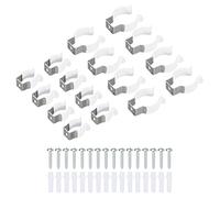 sourcing map T5 T8 U Clips Support Console pour LED Lumière Ampoule Montage Console Support Inox Acier Fluorescent Tube Support Vis Tuyau Pinces, Blanc Paquet de 16