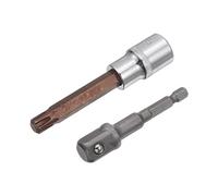 sourcing map T52 Torx Embout Prise, 1/2" Carré Embout CR-V Prises, S2 Acier Embout 4" Longueur avec Tige Hexagonale Alimentation Perceuse Adaptateur