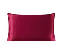 sourcing map Taie d'oreiller en 100% Soie de Mûrier 19 Momme 350 Fils pour Cheveux Peau Rouge 36x51cm
