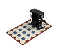 sourcing map Tapis à café, 50 x 30 cm, super absorbant, accessoire de bar, tapis en caoutchouc anti-déversement pour station de café, comptoir de cuisine, machine à expresso, cercles beige/bleus
