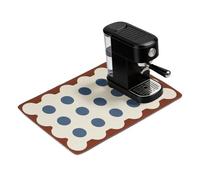 sourcing map Tapis à café, 50 x 40 cm, super absorbant, accessoire de bar, tapis en caoutchouc anti-déversement pour station de café, comptoir de cuisine, machine à expresso, cercles beige/bleus