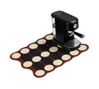 sourcing map Tapis à café, 50 x 40 cm, super absorbant, accessoire de bar, tapis en caoutchouc ondulé pour station de café, comptoir de cuisine, machine à expresso, cercles beiges