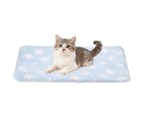 sourcing map Tapis de lit pour chien et chat, en molleton corail doux avec imprimé étoiles mignonnes, chaud, lavable, 53,3 x 35,6 cm, (bleu)