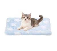 sourcing map Tapis de lit pour chien et chat, en molleton corail doux avec imprimé étoiles mignonnes, chaud et lavable, 33 x 25,4 cm (bleu)