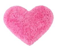 sourcing map Tapis en peau de mouton synthétique en forme de cœur Rose rouge 70 x 90 cm