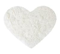 sourcing map Tapis Salon Shaggy Carpette en Laine Artificielle Cœur Forme Doux Antidérapant pour Chambre Canapé Salle de Bain Blanc 70x90cm