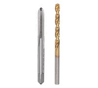 sourcing map Taraud 10-32 UNF Droit Cannelure et 4.1mm Hélicoïdal Foret Embout Ensemble Titane Plaqué 6542 Haute Vitesse Acier Trépan Forage Machine Taraudage