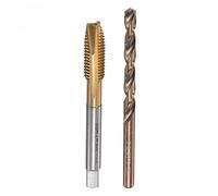 sourcing map Taraud à pointe hélicoïdale M8 x 1,25 et forets de 6,8 mm, métrique, en acier cobalt plaqué titane, outil de filetage de machine à haute vitesse