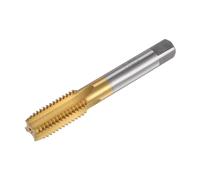 sourcing map Tarauds à flûte droite, M18 x 2,5 métriques pour gaucher avec revêtement en titane M35 cobalt haute vitesse en acier rapide taraudeuse filetage filetage taraud outil de réparation de
