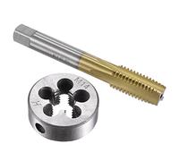 sourcing map Tarauds et Matrices Ensemble Métrique M14 x 2 HSS Haute Vitesse Acier Titane Plaqué Machine Droit Cannelure Filetage Vis Taraud Alliage Acier Rond Filetage Matrice