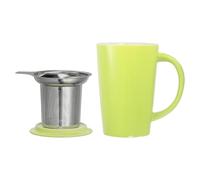 sourcing map Tasses à thé en porcelaine de 470 ml avec infuseur et couvercle, tasse à thé en vrac en céramique, tasse à café pour lait, cacao, bureau, maison, cadeau pour les amateurs de café, vert
